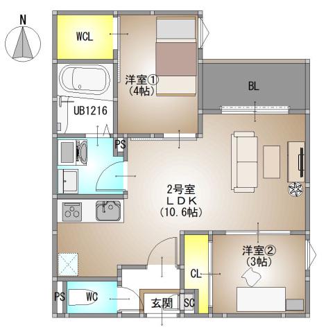 REGALEST 下伊福6(2LDK/3階)の間取り写真