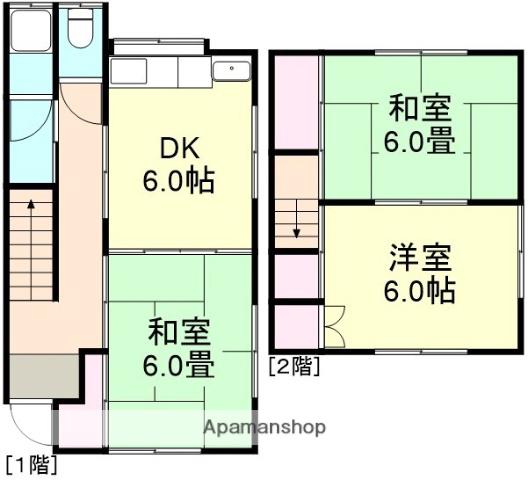 山陽本線 新倉敷駅 徒歩12分 2階建 築32年(3DK)の間取り写真