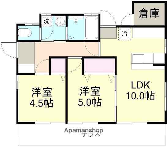 山陽本線 倉敷駅 徒歩19分 1階建 築53年(2LDK)の間取り写真