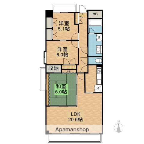 ダイアパレス東島田201(3LDK/2階)の間取り写真