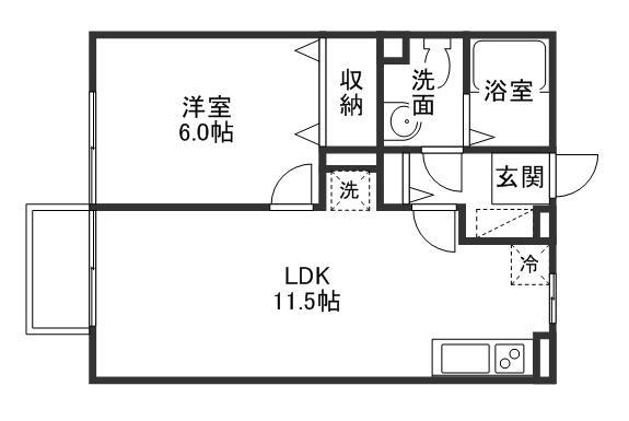ヴィラコスモス(1LDK/2階)の間取り写真
