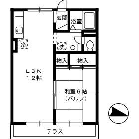 プレジール山河(1LDK/1階)の間取り写真