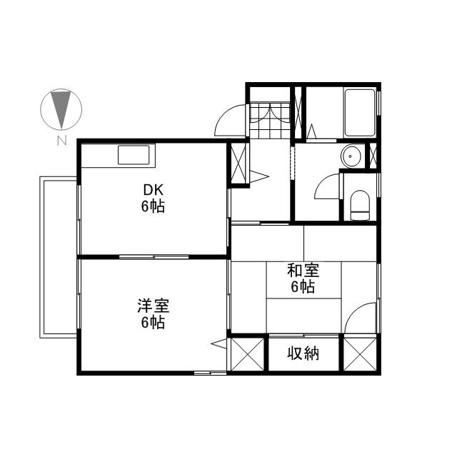 Tクレマチス・新保B棟(2DK/1階)の間取り写真