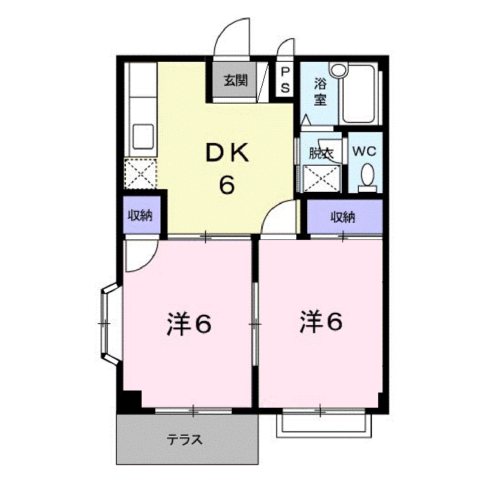 千田ハイツ(2DK/1階)の間取り写真