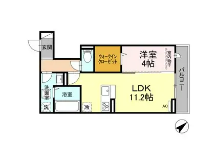 D-ROOM沖野上Ⅱ(1LDK/1階)の間取り写真
