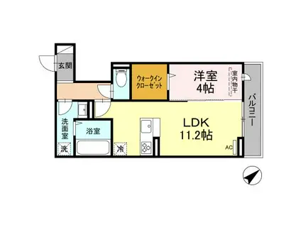 D-ROOM沖野上Ⅱ(1LDK/3階)の間取り写真