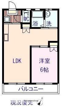 コーポ松浦(1LDK/2階)の間取り写真