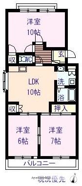 エメラルドマンション東深津501(3LDK/5階)の間取り写真