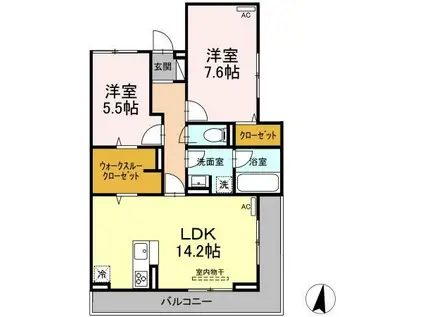 DーRESIDENCE西町(2LDK/2階)の間取り写真