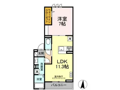 モンペリエ(1LDK/2階)の間取り写真