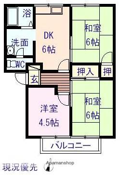 メゾンくにひろB(3DK/2階)の間取り写真