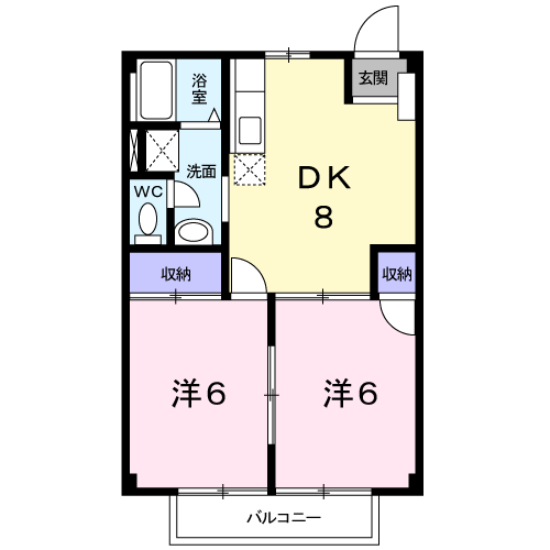 ニューシティ富士A(2DK/2階)の間取り写真