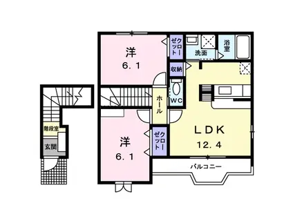 プラムガーデンD(2LDK/2階)の間取り写真