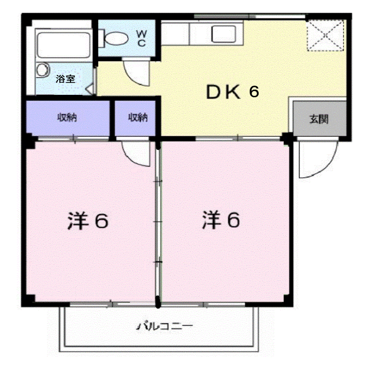 シティハイツみしま(2DK/2階)の間取り写真