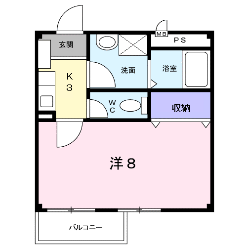 フリーダムスペース亜未Ⅱ(1K/2階)の間取り写真