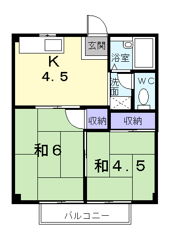 シティハイツ藤井(2K/1階)の間取り写真
