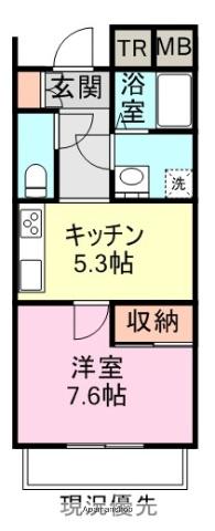 ルッカ高須(1DK/2階)の間取り写真