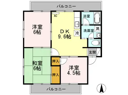 ブランシェ中須(3DK/2階)の間取り写真