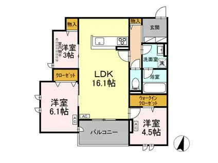 敬正会御門ホームズ(3LDK/3階)の間取り写真