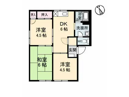 フレグランスMURAKAMI B棟(3DK/1階)の間取り写真