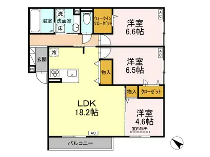 D-RESIDENCE・K沖野上(3LDK/1階)の間取り写真