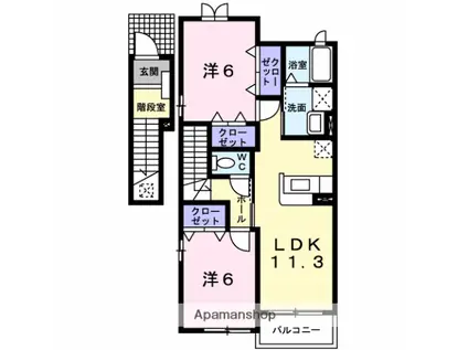 ブルックインパクトΑA(2LDK/2階)の間取り写真