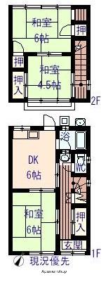 西垣内アパート(3DK/1階)の間取り写真