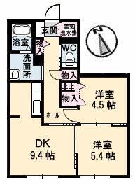 パークハイム高須 弐番館(2DK/1階)の間取り写真
