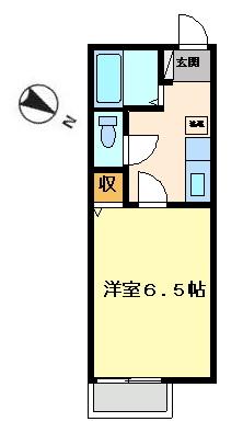 山陽本線 尾道駅 バス乗車時間：13分 木曽病院前バス停で下車 徒歩5分 3階建 築23年(1K/2階)の間取り写真