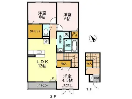 グレイスヴィラ東川口(3LDK/2階)の間取り写真