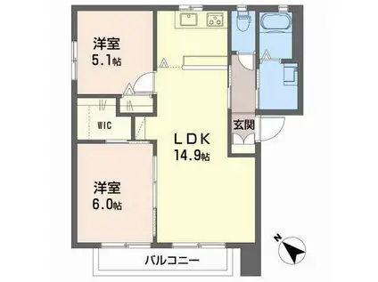 ミュウハウス(2LDK/1階)の間取り写真