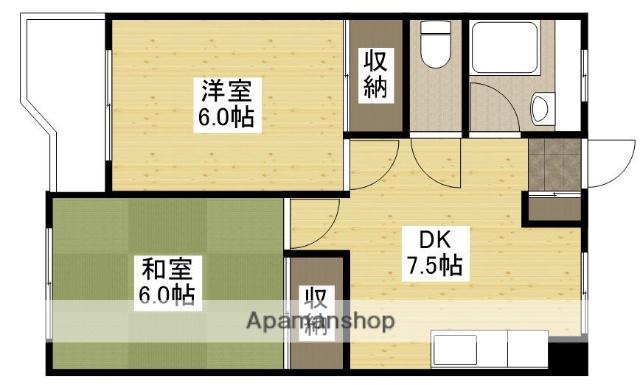 本浦コーポ福島(2DK/4階)の間取り写真