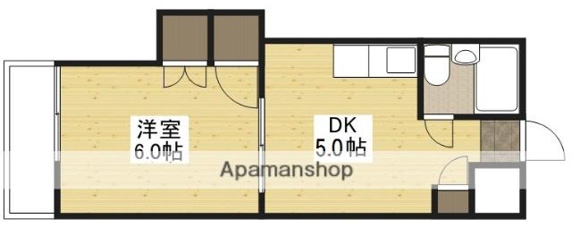 中田ビル三篠(1DK/4階)の間取り写真