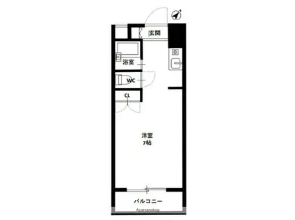井口中村ビル(ワンルーム/2階)の間取り写真