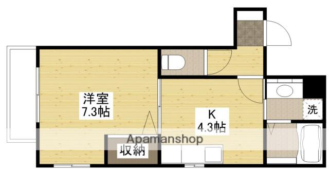 ラペジーブル(1K/4階)の間取り写真