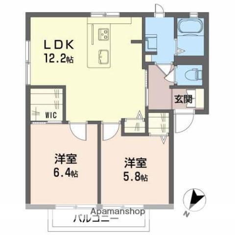 ディアスT1(2LDK/2階)の間取り写真