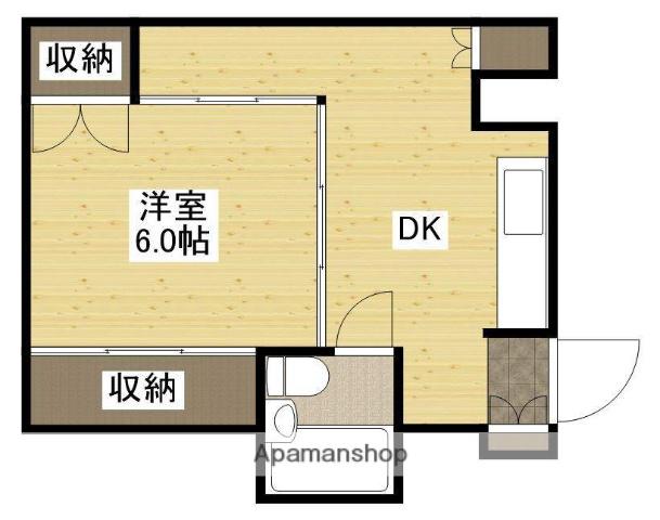 倉本第一ビル(1DK/3階)の間取り写真