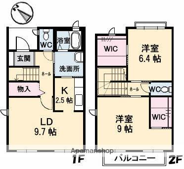パルモ長束　Ｂ棟(2LDK)の間取り写真