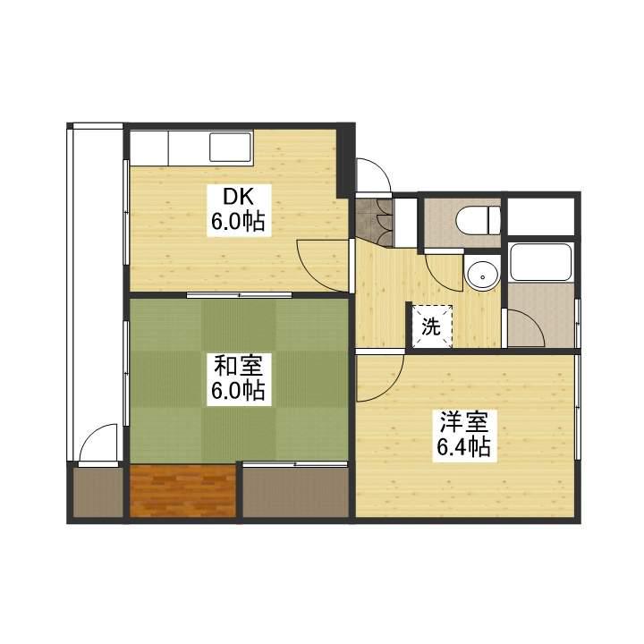 椿コーポ(2DK/2階)の間取り写真