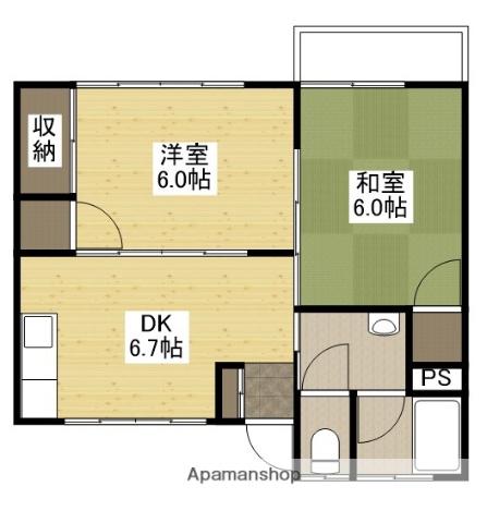 三宅第5アパート(2DK/2階)の間取り写真