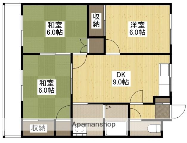 ハイツ谷中 B棟(3DK/2階)の間取り写真