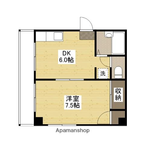 本多ビル(1DK/4階)の間取り写真