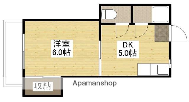 第1小河内ビル(1DK/4階)の間取り写真