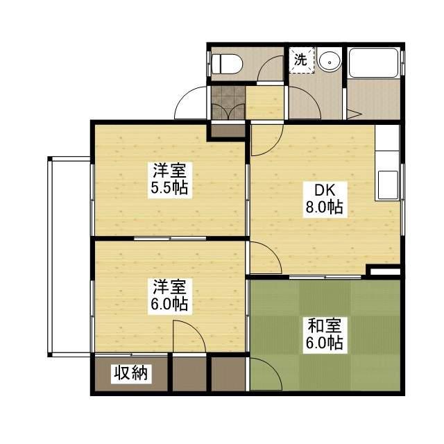 ハイム西本(3DK/2階)の間取り写真