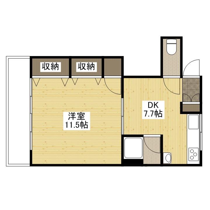 山根ビル(1DK/2階)の間取り写真