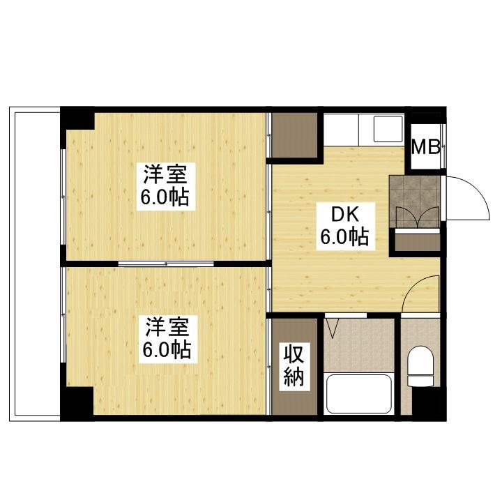 SKビル河原町(2DK/2階)の間取り写真