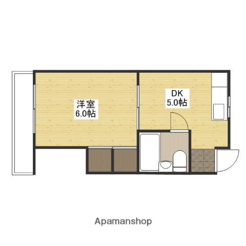 和秀舟入本町ビル(1DK/5階)の間取り写真