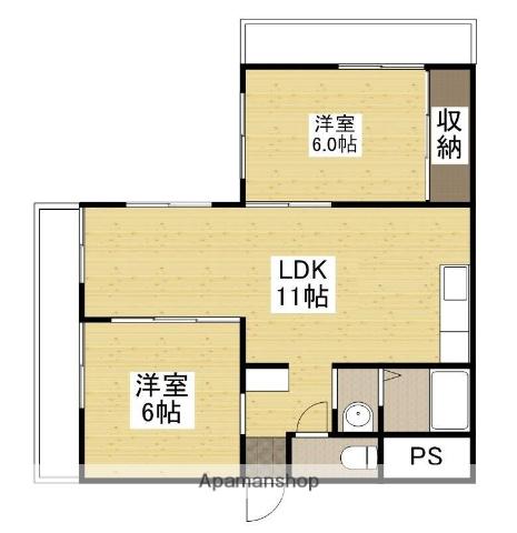 サンピア西原(2LDK/2階)の間取り写真