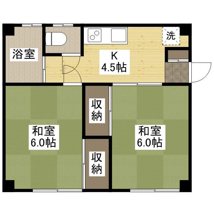 金原ビル(2K/2階)の間取り写真