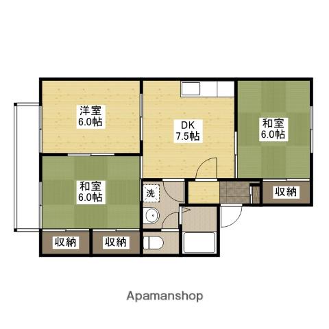 アビタシオンA棟(3DK/2階)の間取り写真
